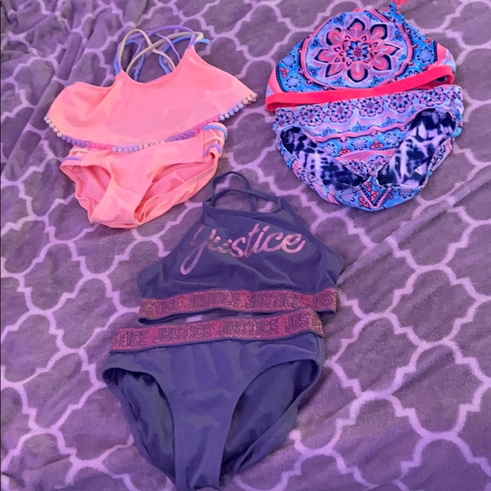 3 girls size 12 justice bikinis